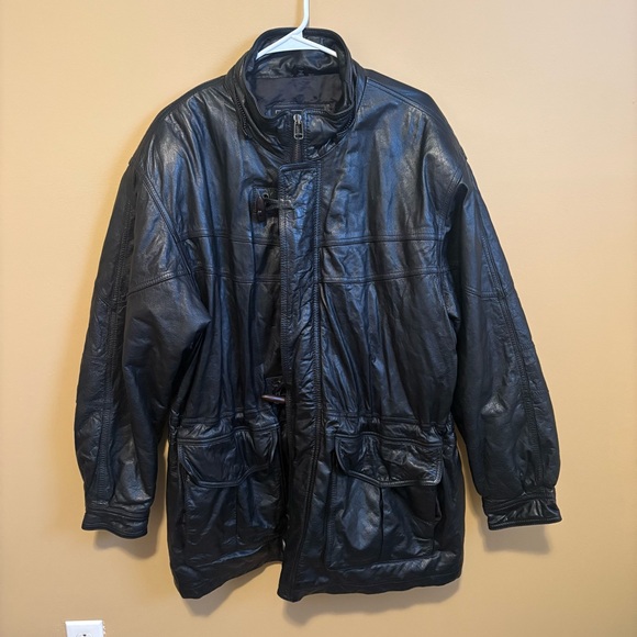 Vintage Leather Limited Black Leather Bomber Moto Jacket Mens XL bikercore vtg - Picture 2 of 12